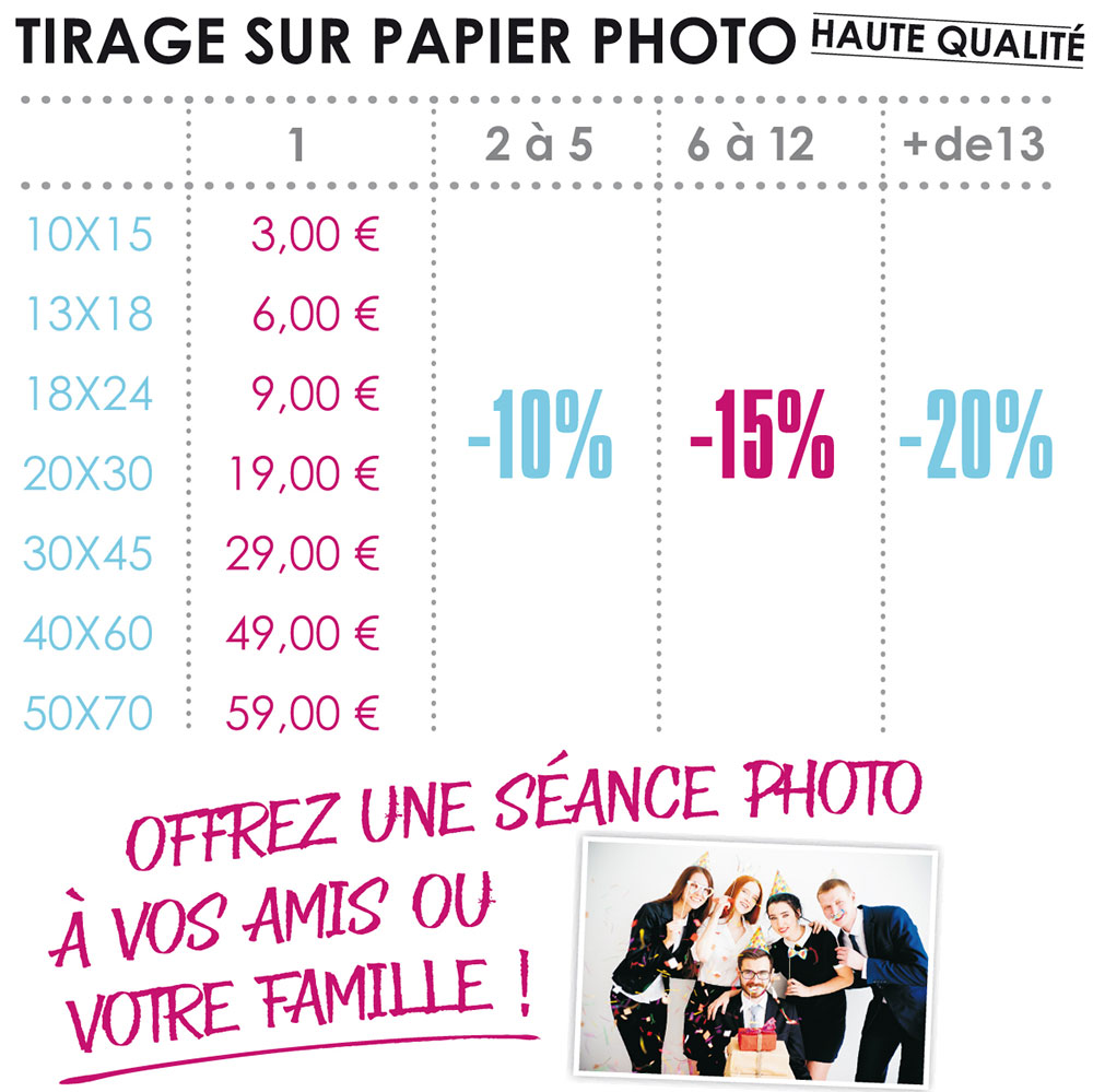 Tarifs tirage photo